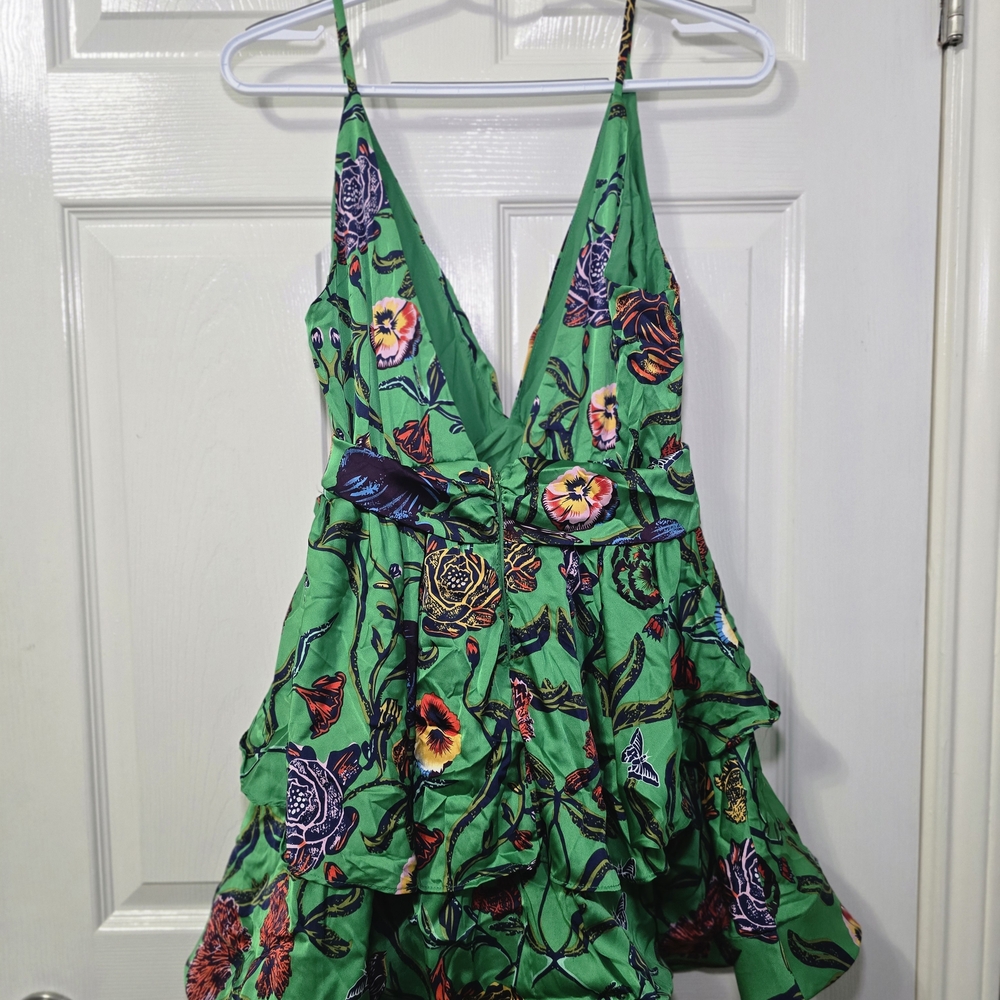 Green Floral V-Neck Dress - Picture 4 of 6